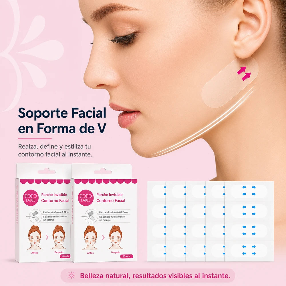 40 unidades cintas lifting faciales invisibles adhesivas, parches finos transpirables efecto tensor para reafirmar mentón